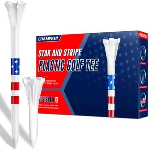 5-Prong Plastic Golf Tees with Star and Stripe Marking