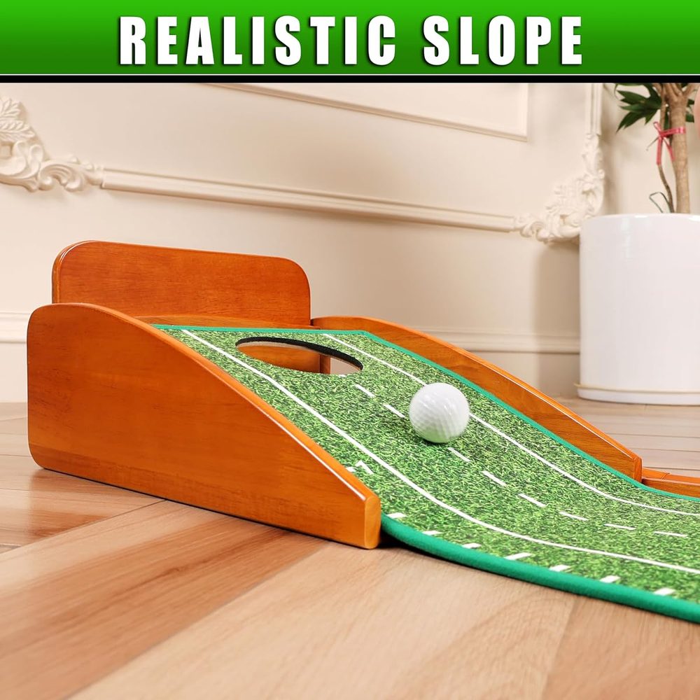 Premium Wooden Golf Putting Mat with 3 Gates (1 Hole) view 4